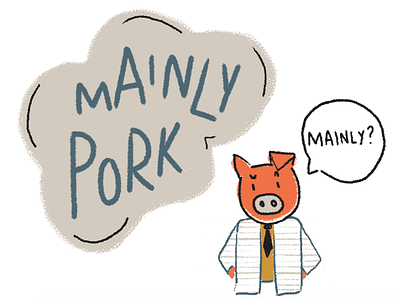 Mainly Pork?! brush illustration ironic pig retro retrosupplyco wip