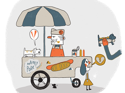 Hot Dog Cart brush cart design dog draw hot dog hot dog cart illustration ironic retro retrosupplyco