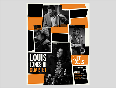 Louis Jones III Quartet blue note detroit gig jazz midcentury music musician poster retro