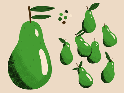 Bunch of Pears fruit illustration midcentury pear procreate retro vintage