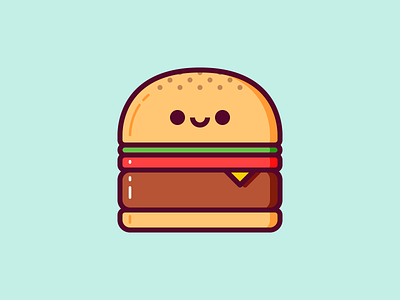 Burger burger hamburger hamgurguesa illustration ilustración kawaii