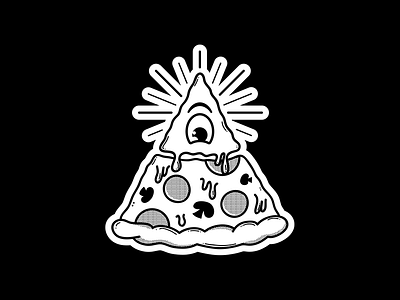 In Junk We Trust illustration pizza sticker stickermule