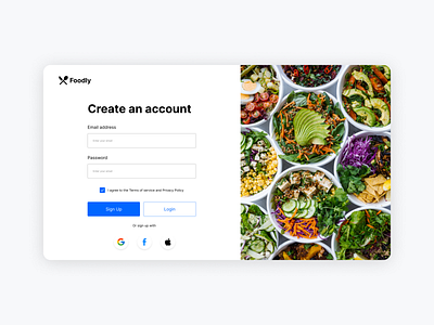 Foodly Sign Up branding food app food website sign up sign up design sign up page ui web design website website design