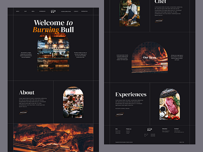 Burning Bull Landing Page branding design food website ui web desing