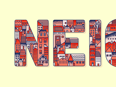 Be kind... houses illustration kind lettering neighbor neighborhood texture typography