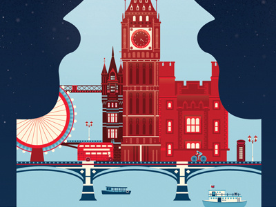 London british england illustration landscape london poster shapes simple vector art