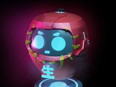 Cyber Daruma 3d blender modelling shader texture