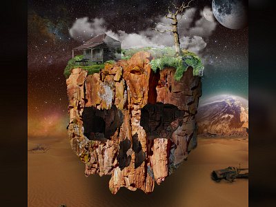 Floating Skull design manipulation photoshop skull surreal