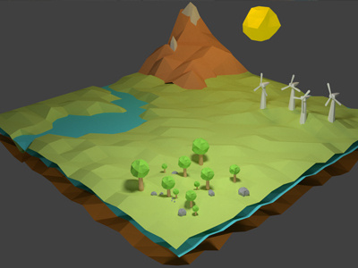 Low Poly Landscape 3d blendr design landscape lowpoly poly