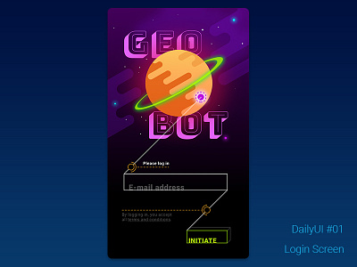 Daily UI #01 Login dailyui design interface login neon planets retro space ui