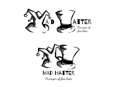 Mad Hatter Logo black casual design fun hat logo sharp sketch white