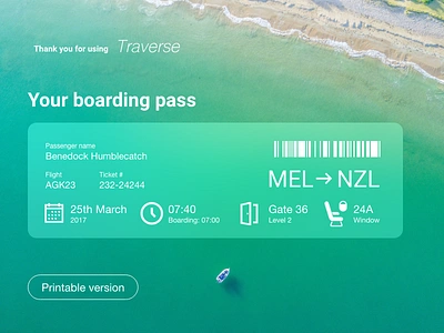 Daily UI #24 - Boarding pass boarding challenge dailyui design pass travel web