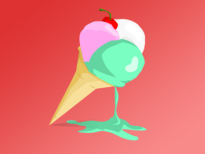 Icecream Melt design food lowpoly sketch vector