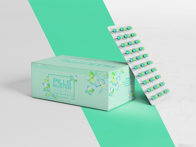 Download Pills Blister/ Paper Box Mockup by Wutip on Dribbble