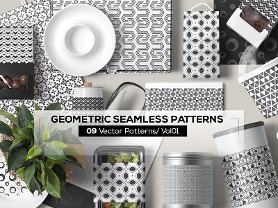 09 Geometric Seamless Patterns background decor geometric geometrical grid illustration mosaic pattern retro seamless