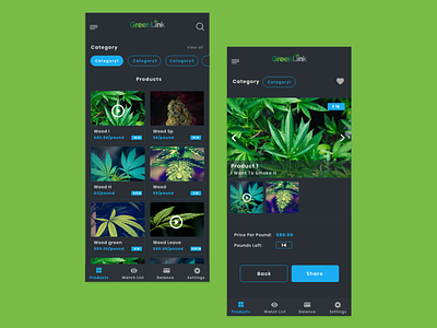 greenlink ui listing mobilesite ordering product detail redesign. weed weeds brand