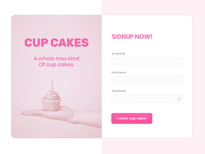 cupcakes signup app ui bakery branding cup cupcake cupcakes cute design handy homemade pink registeration signup webtrends webui