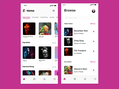 Music album listing albums app app ui design listing music music player ui