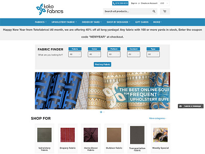 Toto Fabrics design ecommerce fabric shopify webdesign webpage website
