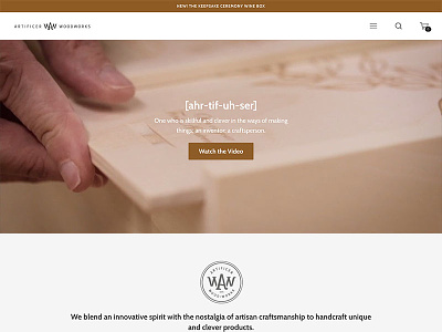 Artificer Wood Works box design ecommerce gift handcraft shopify webdesign webdevelopment website wine wood