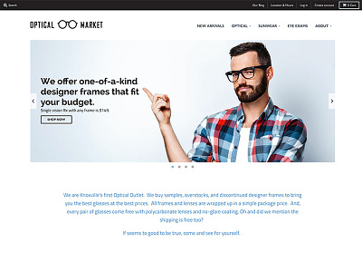 Optical Market design ecommerce glasses optical shopify webdesign website