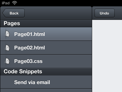 Pages and Code Snippets blue code cup editor grey of pages snippets tabs