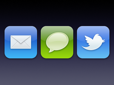 Mail, Message, and Tweet app chat icons imessage ios ipad iphone mail message tweet twitter