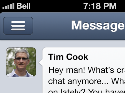 Hey man! What's crackin? app chat cook ios ipad iphone message tim