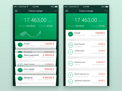 Finance app in the style of ios app dashboard finance ios iphone money ui walle wallet