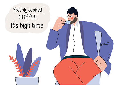 A man drinks coffee body positive book illustration cartoon coffee design flat graphic design illustration man people