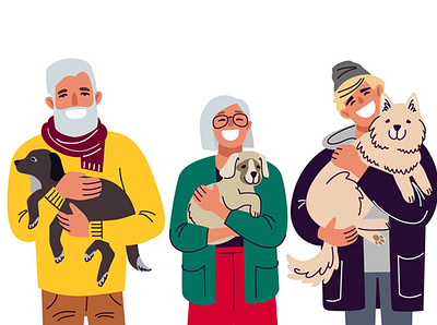 People with their dogs. book illustration cartoon design flat graphic design illustration