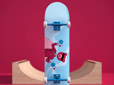 Blinded Bear Skateboard 3d animation branding design skateboard