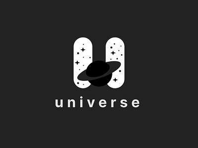 Universe Black theme Meaningful U logo app ui app ux ui branding meaningful logo planet u logo universe logo