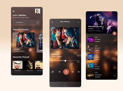 Music Player Mobile App app appui branding design mobileapp musicapp ui uidesigner uiinspiration