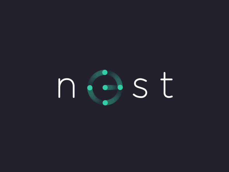 Nest AV animation branding color dots icons logo minimal motion nest reveal transitions typography