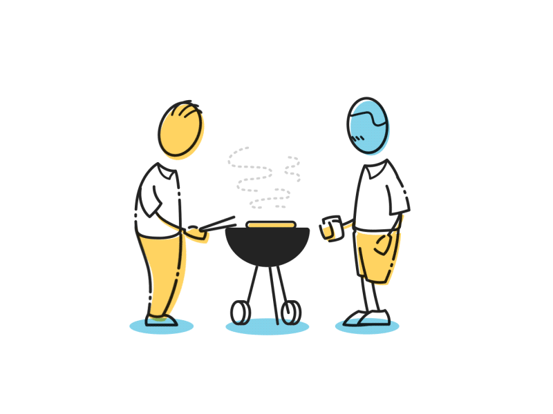 Awkward Braai 3d ae animation barbecue bbq character illustration minimal motion pastel type vector