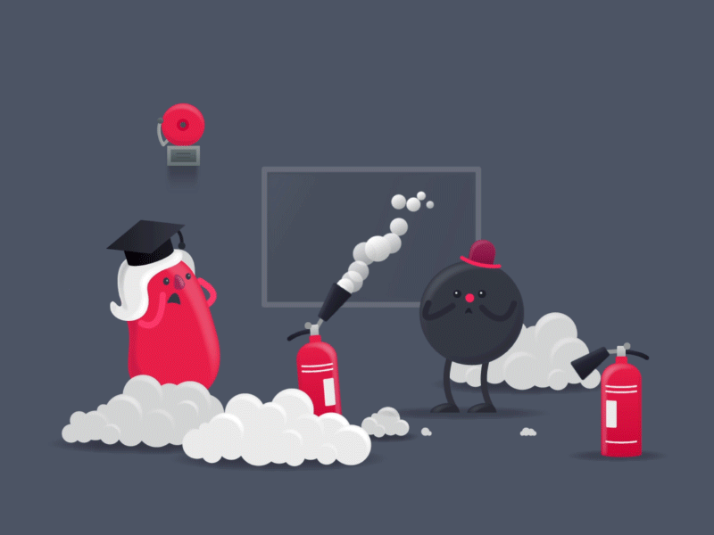 Whaaaa! animation character design fire safety vector