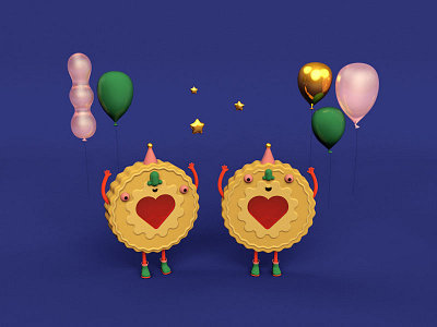 Jammy Dodgers 3d balloons biscuits c4d character design party