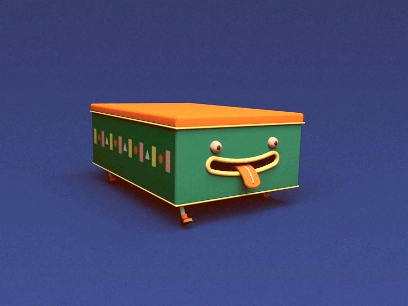 Biscuit Tin 3d biscuit tin box c4d character design walk cycle