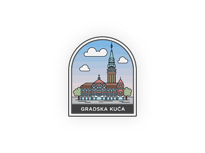 Town Hall - Subotica city design flat icon illustration inspiration logo sticker