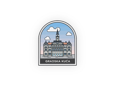 Town Hall - Novi Sad adobe illustrator architect beautiful city design flat graphic design icon illustration landmark lineart logo