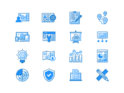 Growth Analytics Marketing Icons No. 1 blue chart device document icon set icons illustration light bulb ruler ui ux vector art website