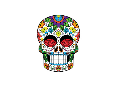 Sugar Skull art artwork bones death flat flowers graphic graphic design illustration mexico spooky sugar skull