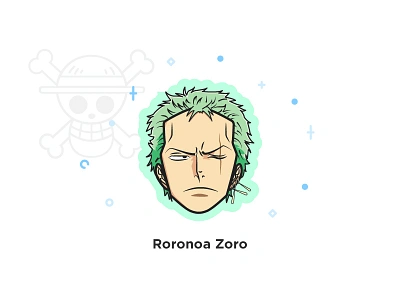 One Piece - Roronoa Zoro adobe illustrator adobe illustrator cc anime blue head portrait icon set illustration manga mangaart oda one piece pirate priate hunter sea sticker sticker set vector vector art vector artwork zoro