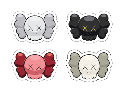 KAWS Sticker Set art brian donnelly character character art dead funky graphic design grey icon icon artwork icon set illustration kaws red red and black sticker sticker a day sticker design sticker set vector