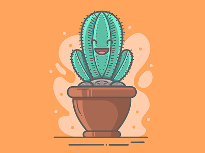 Happy Cactus Illustration cactus character character design creative design happy illustration ipadpro monday mood procreate smiling