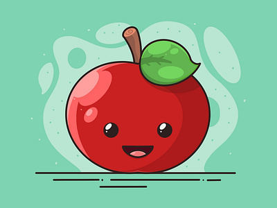 Apple Illustration 🍎 apple art character cute expression flat fruit graphic design happy illustration illustration art procreate red smile smiley face sticker sweet ui