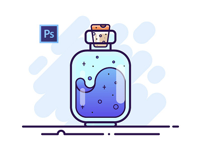 01 Potion Bottle - Adobe Photoshop adobe illustrator art bottle corg drink flask flat flat design gloss icon illustration line art magic mana outline photoshop potion sticker vector artwork vector design