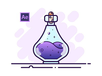 03 Potion Bottle - Adobe After Effects adobe aftereffects adobe illustrator bottle corg design drink flask flat gloss graphic design icon icon artwork icon design illustration magic potion purple sticker vector vector artwork