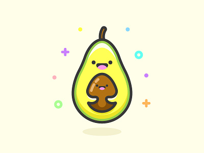Avocado Icon 🥑 adobe illustrator art avacado cute design flat fruit graphic design green hug icon icon a day illustration kawaii line art smile sticker vector vector artwork